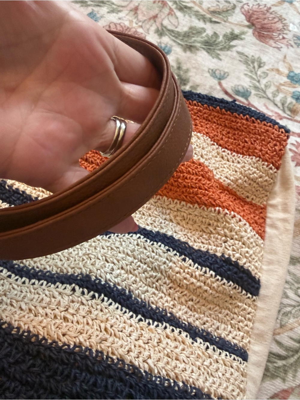 Rays For Days Striped Woven Tote Bag | Beach Vacation Summer Carryall - Picture 6 of 8
